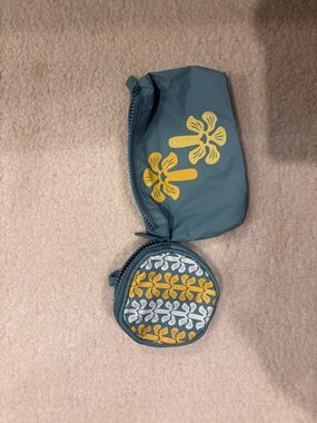 ALOHA Collection Teal and Yellow Floral Wristlet and Coin Pouch